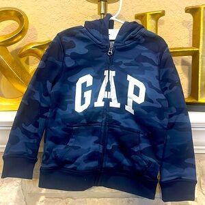 GAP FACTORY HOODIE zip up with front pockets navy camo XS 4-5 NWT in plastic